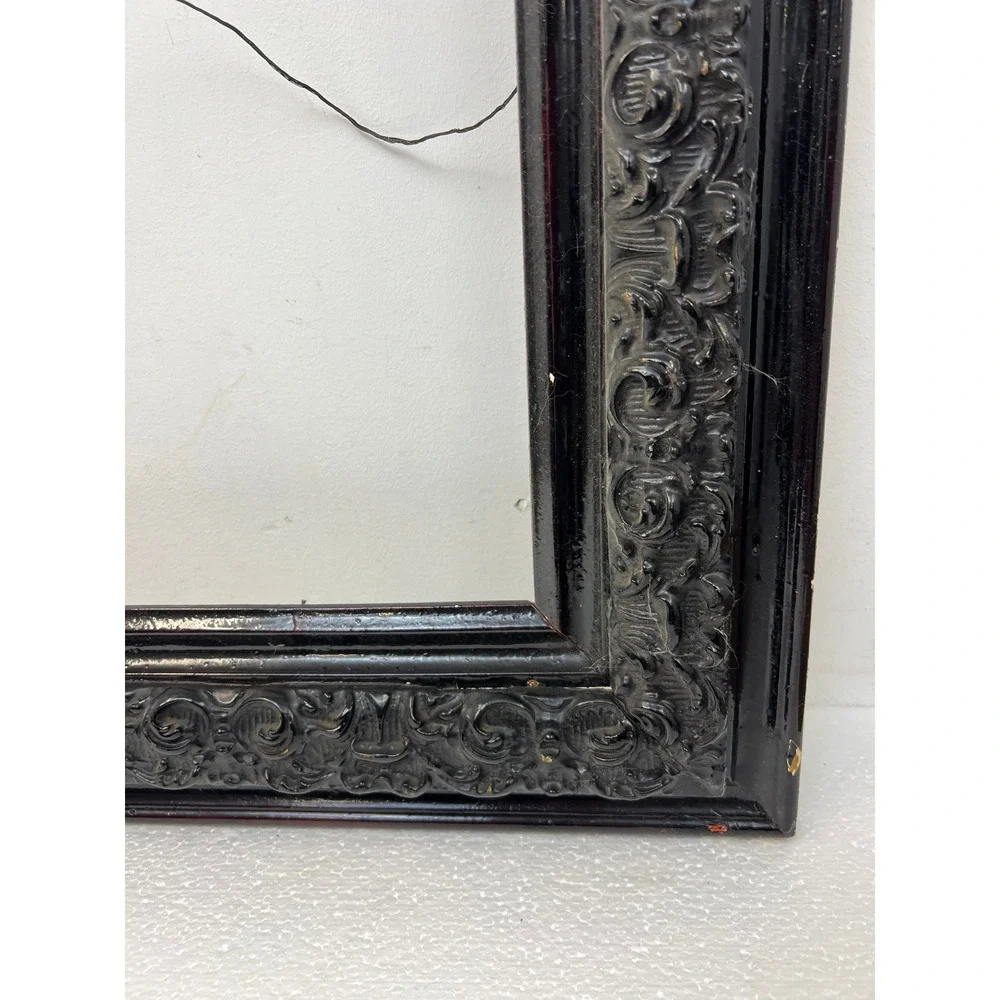 Vintage Ornate Gesso Picture Frame Dark Stain Antique Old Scrollwork Fits 16x20